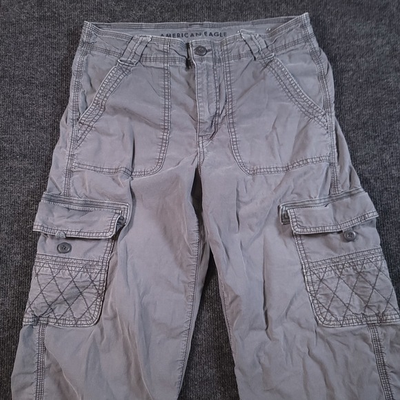 American Eagle Womens Pants‎ 6 Grey Cargo Baggy Jogger Y2K Skater Stretch - Picture 3 of 13